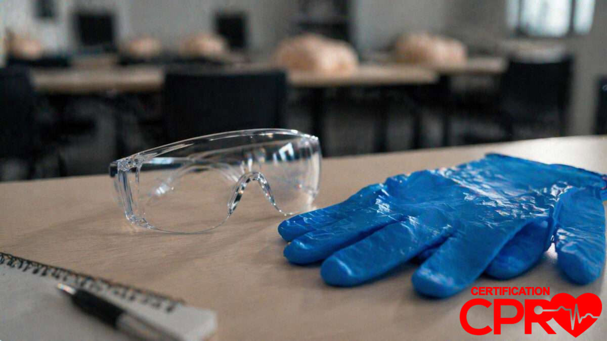 PPE gear for bloodborne pathogens training in CPR certification classes Nashville.