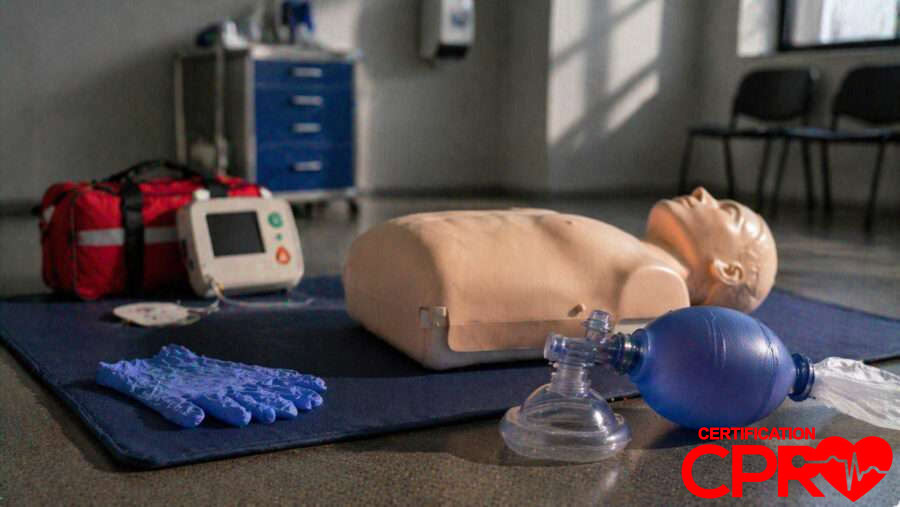 CPR training manikin with AED and rescue mask for certification in Nashville.